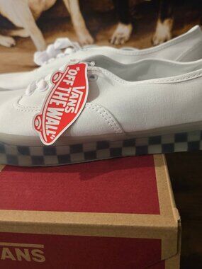 VANS Authentic Translucent Blue Checkerboard VN0A5KRDAVC Skate Shoes Mens Sz 13